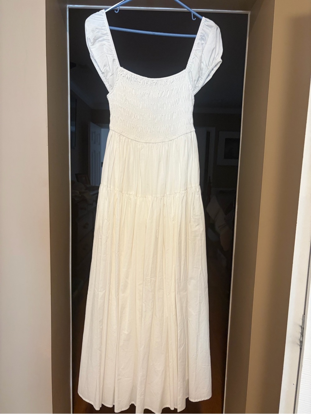 MARBLE White Maxi Dress with Smocked Bodice